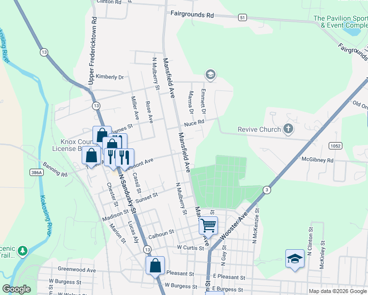 map of restaurants, bars, coffee shops, grocery stores, and more near 106 Mansfield Avenue in Mount Vernon