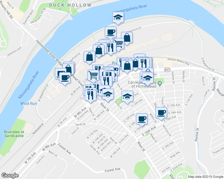 map of restaurants, bars, coffee shops, grocery stores, and more near 221 East 9th Avenue in Homestead