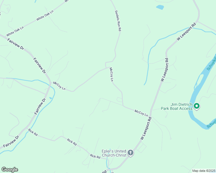 map of restaurants, bars, coffee shops, grocery stores, and more near 290 McCoy Lane in Leesport