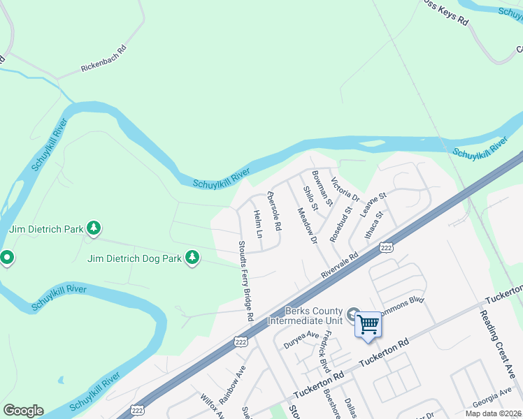 map of restaurants, bars, coffee shops, grocery stores, and more near 1015 Helm Lane in Reading