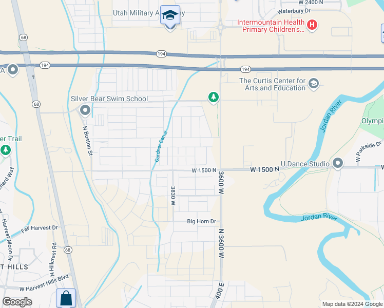 map of restaurants, bars, coffee shops, grocery stores, and more near 1623 North 3700 West in Lehi