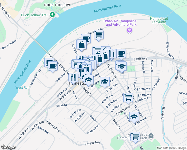 map of restaurants, bars, coffee shops, grocery stores, and more near 221 East 9th Avenue in Homestead