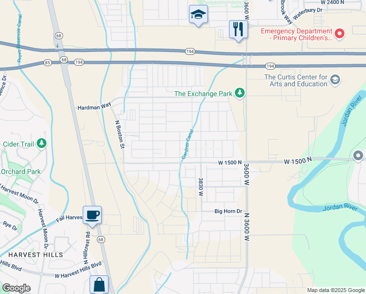 map of restaurants, bars, coffee shops, grocery stores, and more near 1709 North 3830 West in Lehi