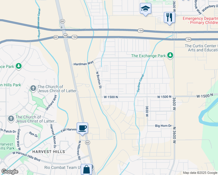 map of restaurants, bars, coffee shops, grocery stores, and more near 4204 West 1630 North in Lehi