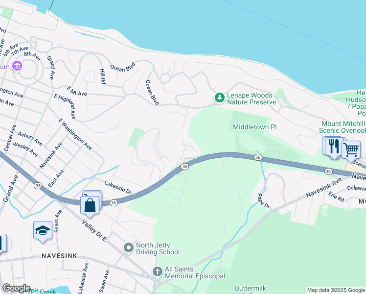 map of restaurants, bars, coffee shops, grocery stores, and more near 14 Brianna Court in Atlantic Highlands