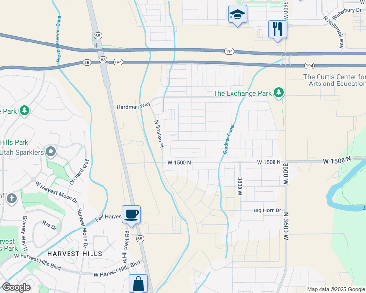 map of restaurants, bars, coffee shops, grocery stores, and more near 4164 West 1630 North in Lehi