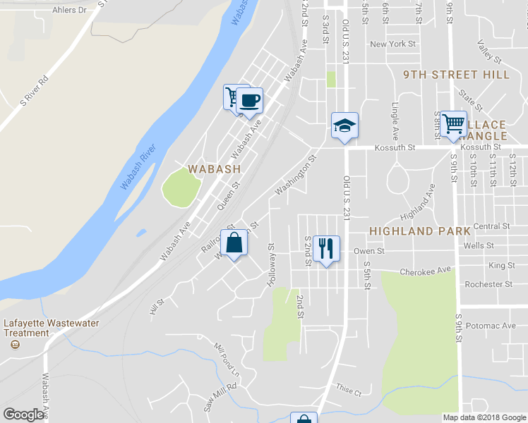 map of restaurants, bars, coffee shops, grocery stores, and more near 934 Holloway Street in Lafayette