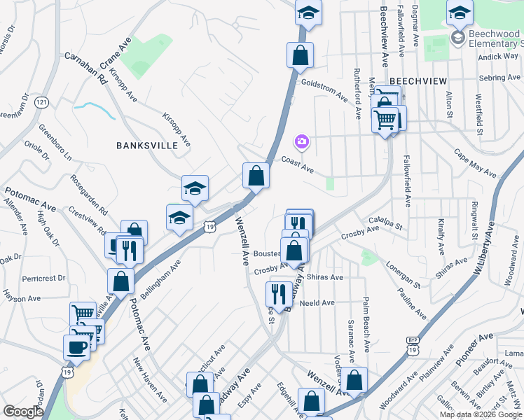 map of restaurants, bars, coffee shops, grocery stores, and more near 809 Hillgrove Avenue in Pittsburgh