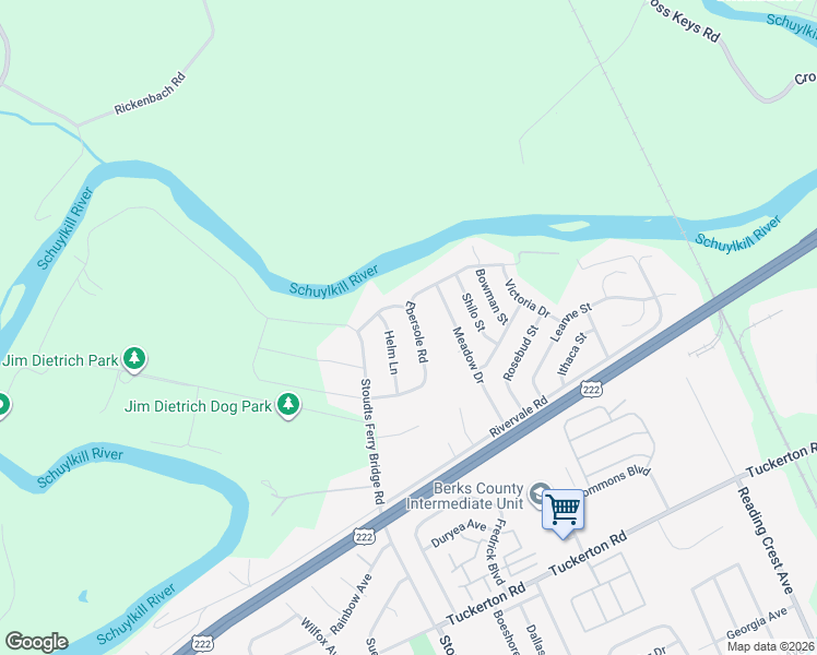 map of restaurants, bars, coffee shops, grocery stores, and more near 1015 Helm Lane in Reading