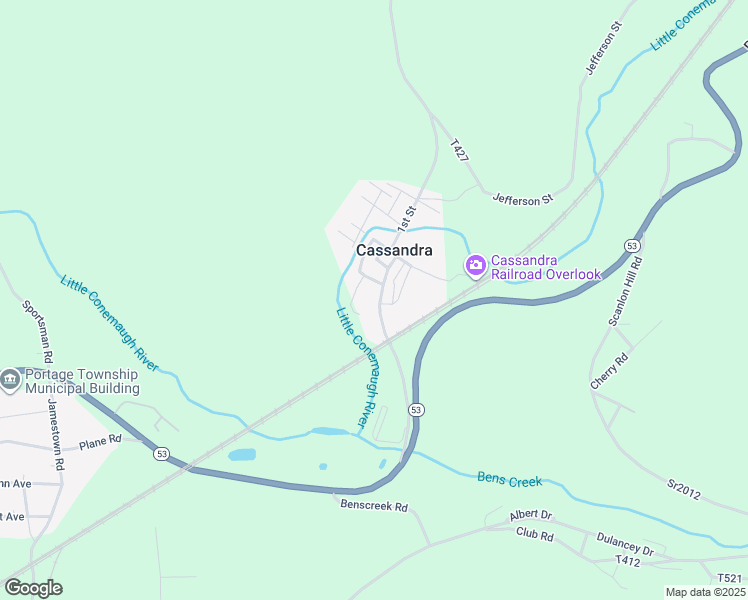 map of restaurants, bars, coffee shops, grocery stores, and more near 140 Portage Street in Cassandra