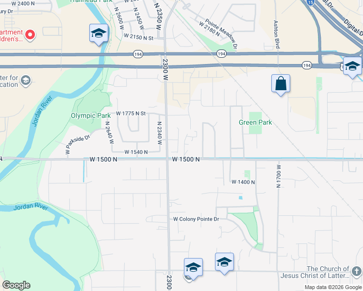 map of restaurants, bars, coffee shops, grocery stores, and more near 1576 North 2260 West in Lehi