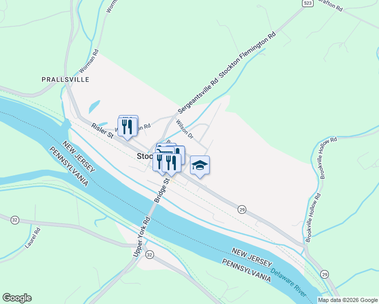 map of restaurants, bars, coffee shops, grocery stores, and more near in Hunterdon County