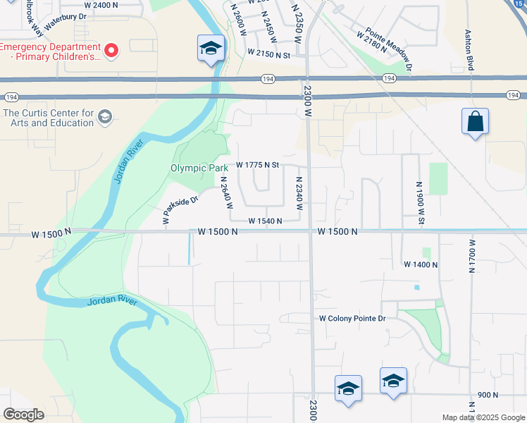 map of restaurants, bars, coffee shops, grocery stores, and more near 2551 West 1600 North in Lehi