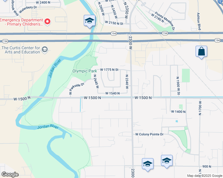 map of restaurants, bars, coffee shops, grocery stores, and more near 2551 W 1600 N in Lehi