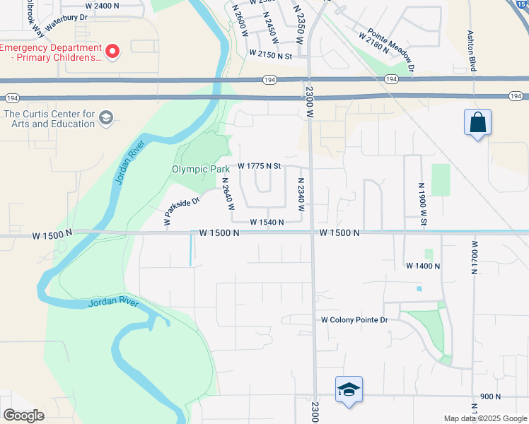 map of restaurants, bars, coffee shops, grocery stores, and more near 2551 West 1600 North in Lehi