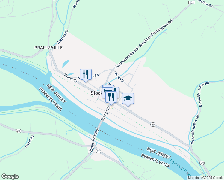 map of restaurants, bars, coffee shops, grocery stores, and more near 10 Broad St in Stockton