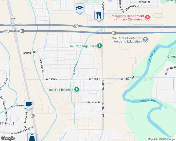 map of restaurants, bars, coffee shops, grocery stores, and more near 1630 North 3740 West in Lehi