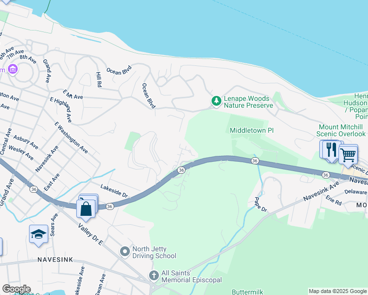 map of restaurants, bars, coffee shops, grocery stores, and more near 14 Brianna Court in Atlantic Highlands