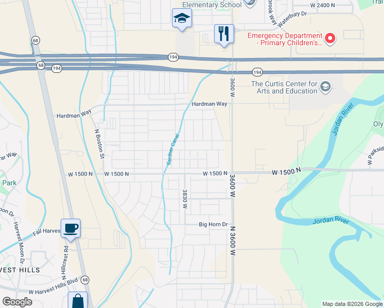 map of restaurants, bars, coffee shops, grocery stores, and more near 1570 North 3790 West in Lehi