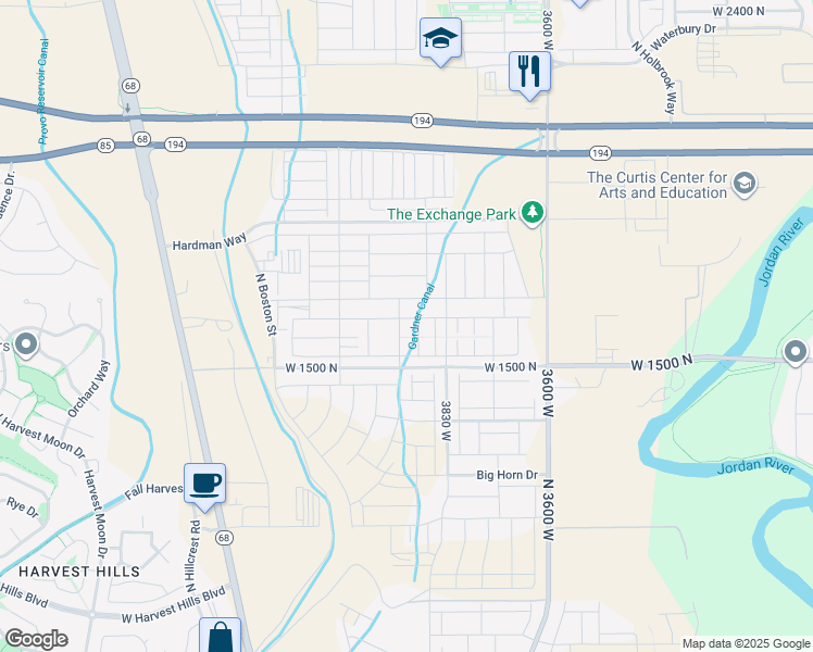 map of restaurants, bars, coffee shops, grocery stores, and more near 1709 North 3830 West in Lehi