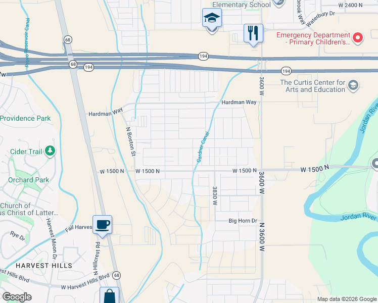 map of restaurants, bars, coffee shops, grocery stores, and more near 4003 West 1650 North in Lehi