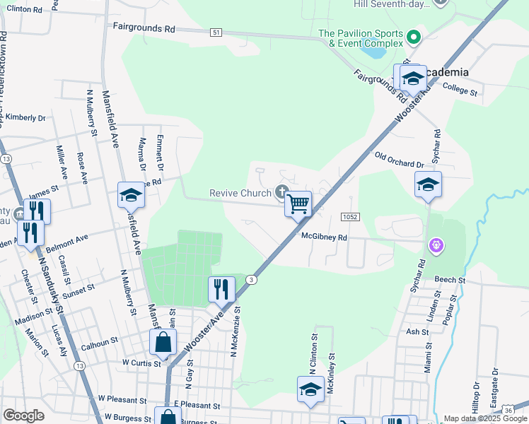 map of restaurants, bars, coffee shops, grocery stores, and more near 20 Taylor Road in Mount Vernon