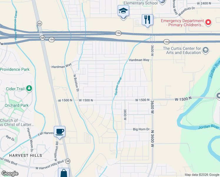 map of restaurants, bars, coffee shops, grocery stores, and more near 4003 West 1650 North in Lehi