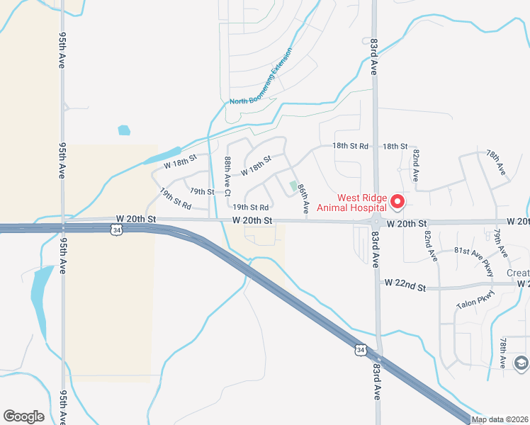 map of restaurants, bars, coffee shops, grocery stores, and more near 8714 19th Street Road in Greeley