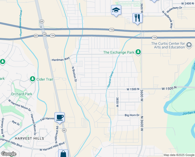 map of restaurants, bars, coffee shops, grocery stores, and more near 4003 West 1650 North in Lehi