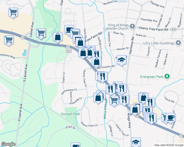 map of restaurants, bars, coffee shops, grocery stores, and more near 1800 New Jersey 35 in Middletown Township
