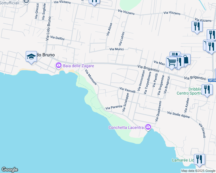 map of restaurants, bars, coffee shops, grocery stores, and more near 2 Via Lappane in Taranto