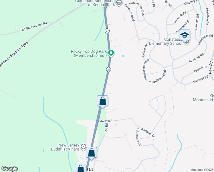 map of restaurants, bars, coffee shops, grocery stores, and more near 4185 Lincoln Highway in Princeton