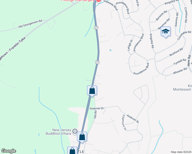 map of restaurants, bars, coffee shops, grocery stores, and more near 4185 Lincoln Highway in Princeton