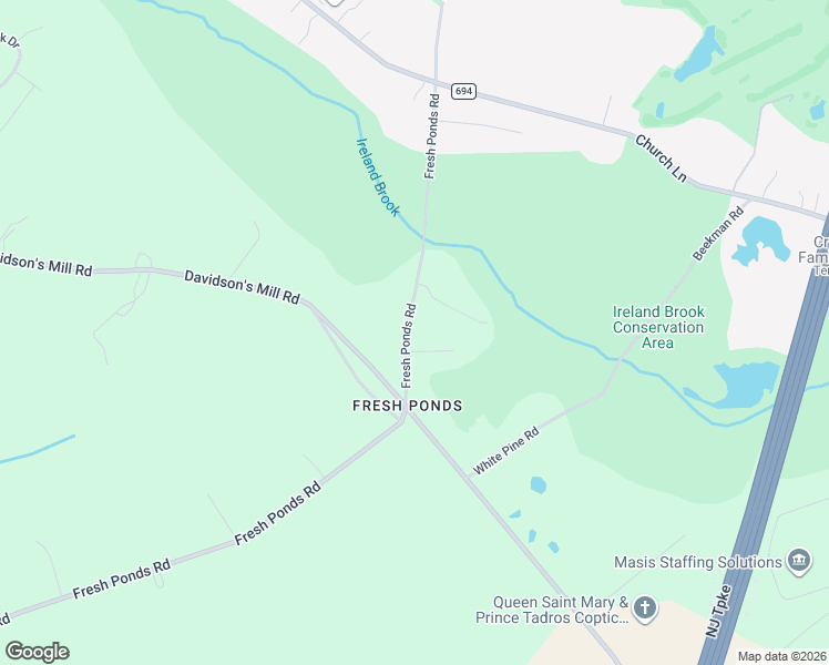 map of restaurants, bars, coffee shops, grocery stores, and more near 290 Fresh Ponds Road in North Brunswick Township