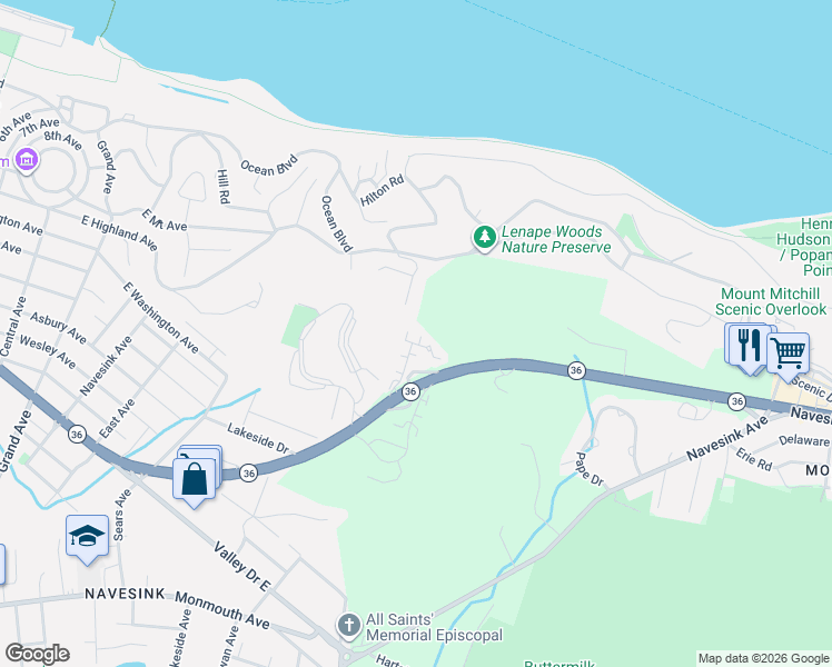 map of restaurants, bars, coffee shops, grocery stores, and more near 14 Brianna Court in Atlantic Highlands