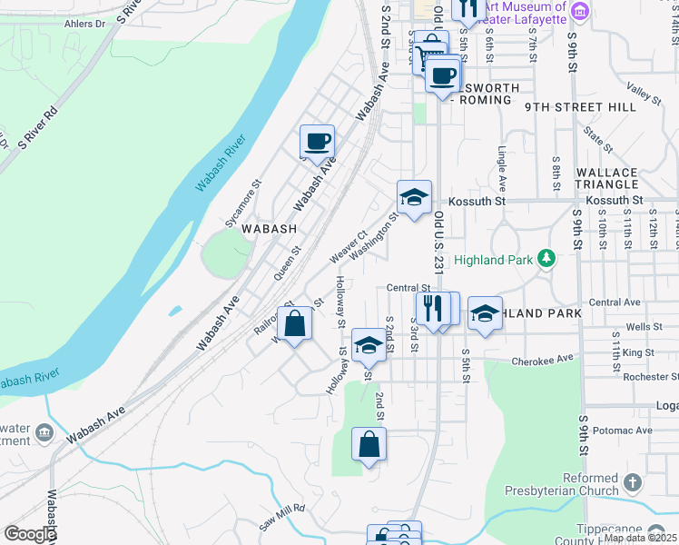 map of restaurants, bars, coffee shops, grocery stores, and more near 934 Holloway Street in Lafayette