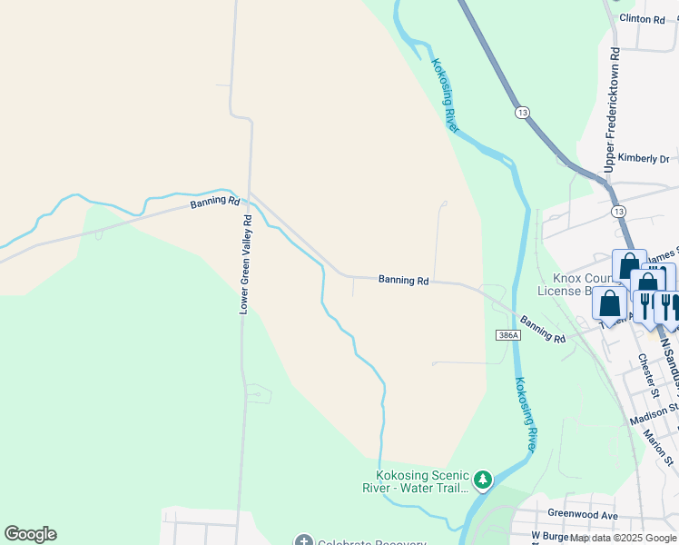 map of restaurants, bars, coffee shops, grocery stores, and more near Banning Road in Mount Vernon