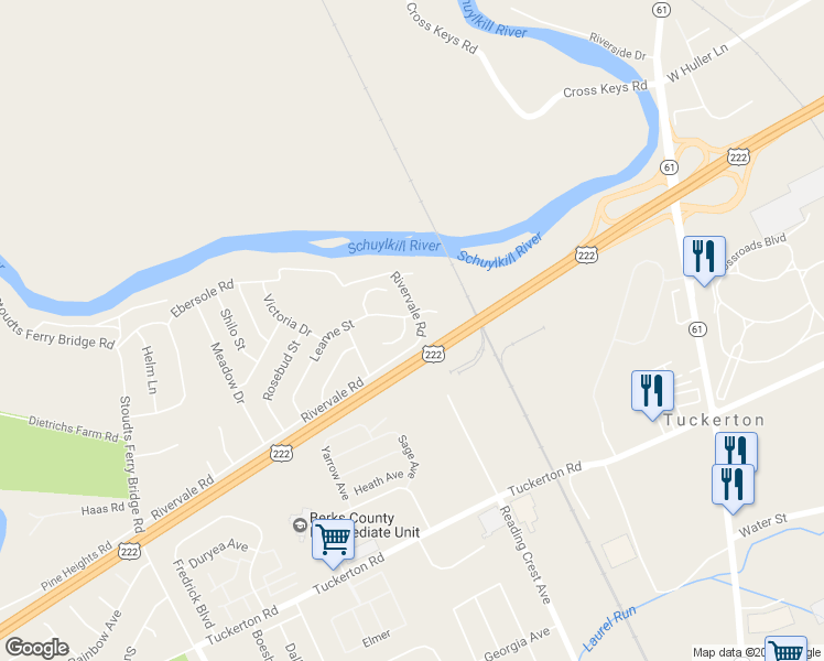 map of restaurants, bars, coffee shops, grocery stores, and more near 1004 Saint Vincent Court in Reading