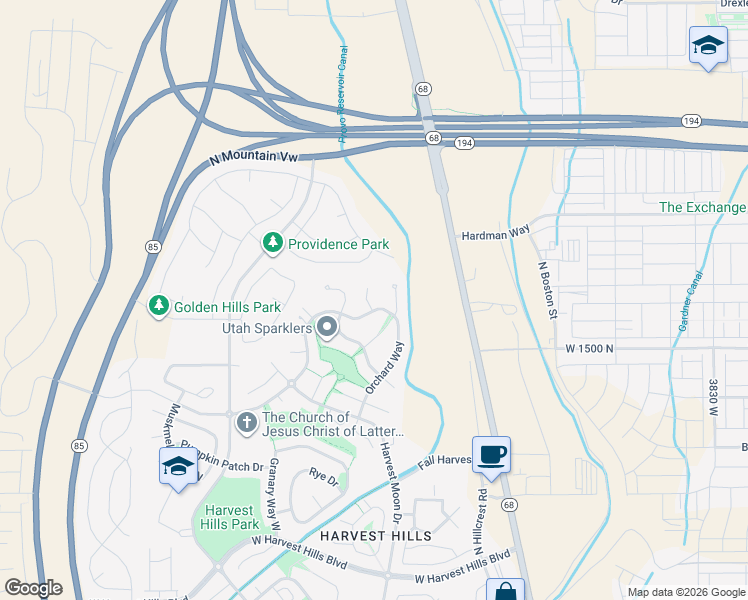 map of restaurants, bars, coffee shops, grocery stores, and more near 2494 Apricot Place in Saratoga Springs