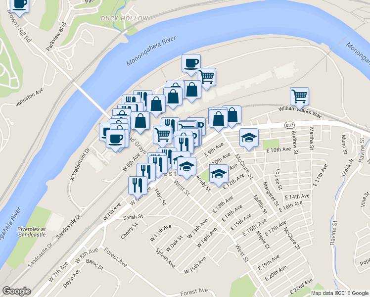 map of restaurants, bars, coffee shops, grocery stores, and more near 213 East 8th Avenue in Homestead