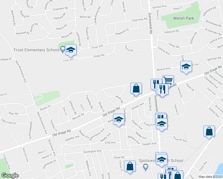 map of restaurants, bars, coffee shops, grocery stores, and more near 11 Francis Road in East Brunswick