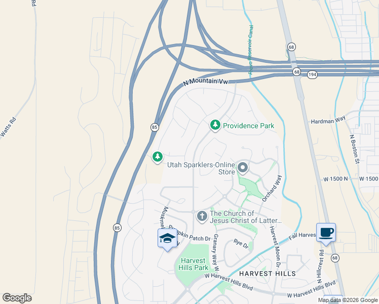 map of restaurants, bars, coffee shops, grocery stores, and more near North Providence Drive in Saratoga Springs