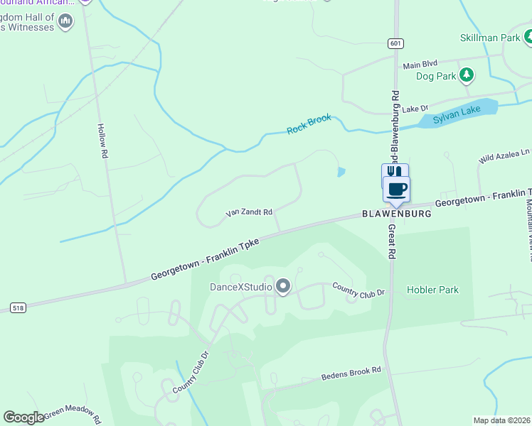 map of restaurants, bars, coffee shops, grocery stores, and more near 47 Van Zandt Road in Montgomery