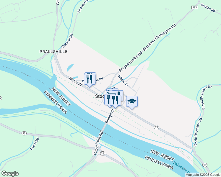 map of restaurants, bars, coffee shops, grocery stores, and more near 2 Broad Street in Stockton