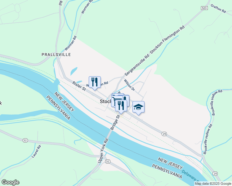 map of restaurants, bars, coffee shops, grocery stores, and more near 2 Broad Street in Stockton