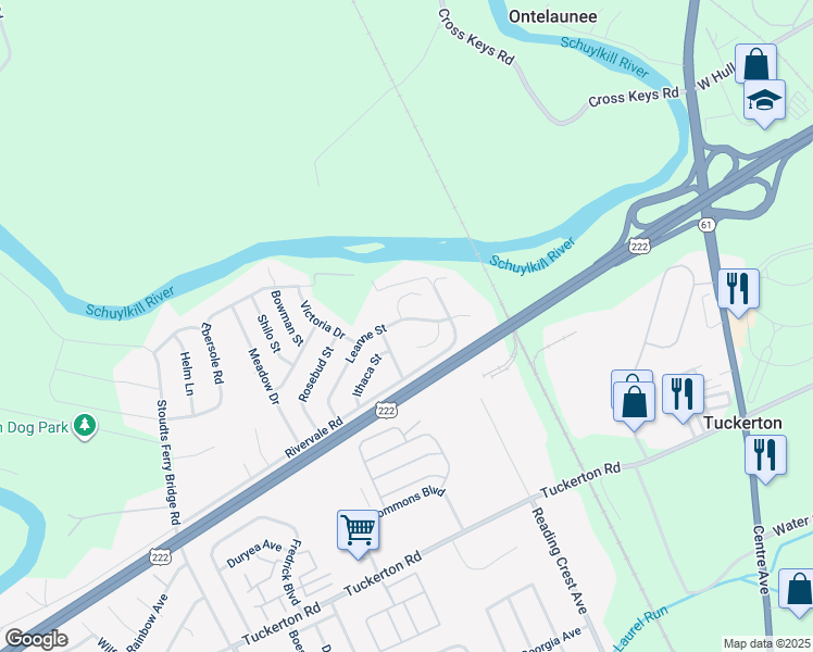 map of restaurants, bars, coffee shops, grocery stores, and more near 1020 Saint Vincent Court in Reading