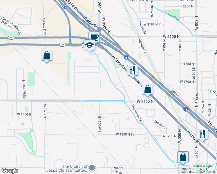 map of restaurants, bars, coffee shops, grocery stores, and more near 1610 1125 West in Lehi