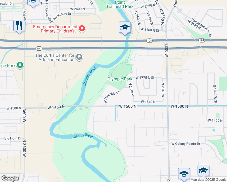map of restaurants, bars, coffee shops, grocery stores, and more near 2772 West Parkside Drive in Lehi