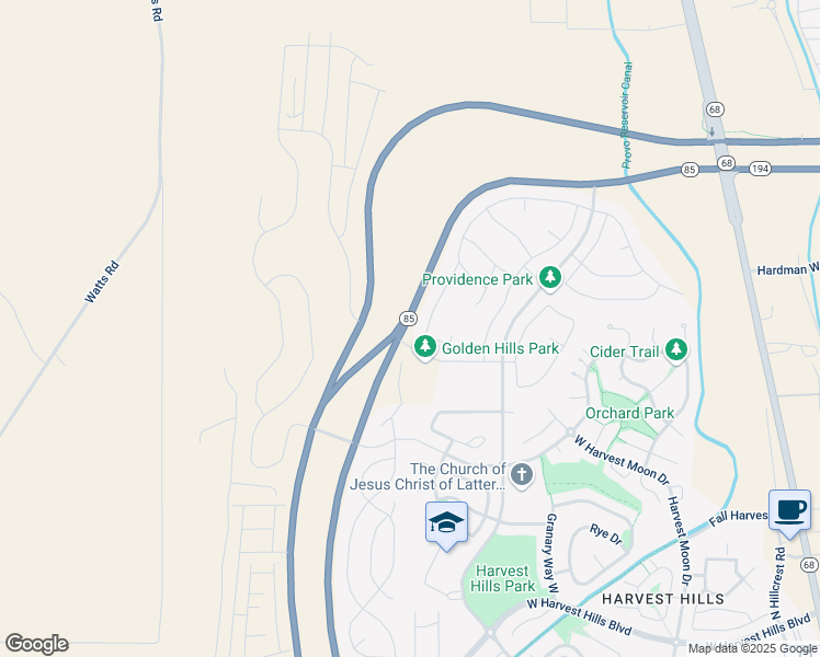 map of restaurants, bars, coffee shops, grocery stores, and more near Mountain View Corridor in Saratoga Springs
