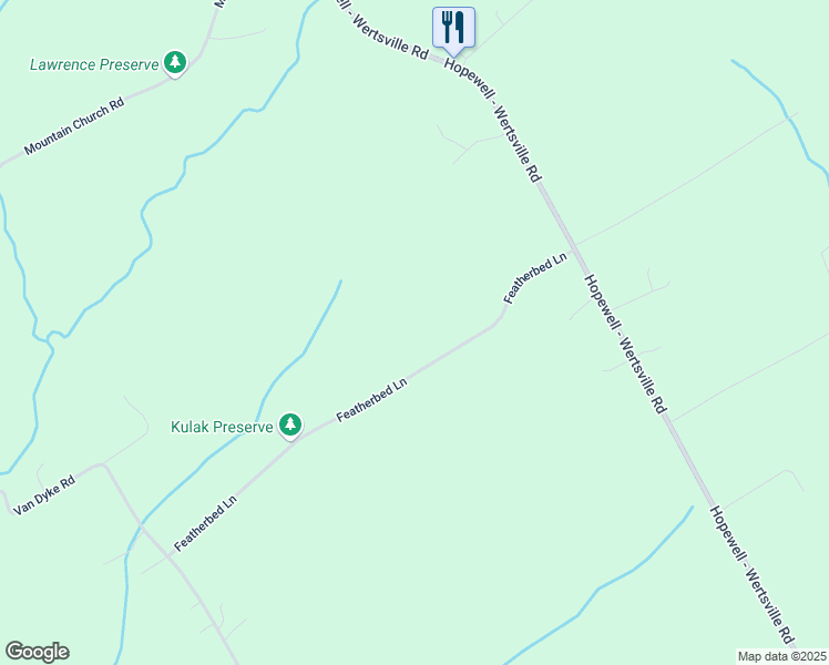 map of restaurants, bars, coffee shops, grocery stores, and more near 69 Featherbed Lane in Hopewell